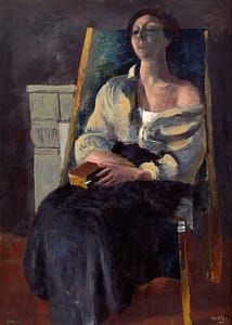 W Gimmi: Woman sitting at the book (Fernande)
